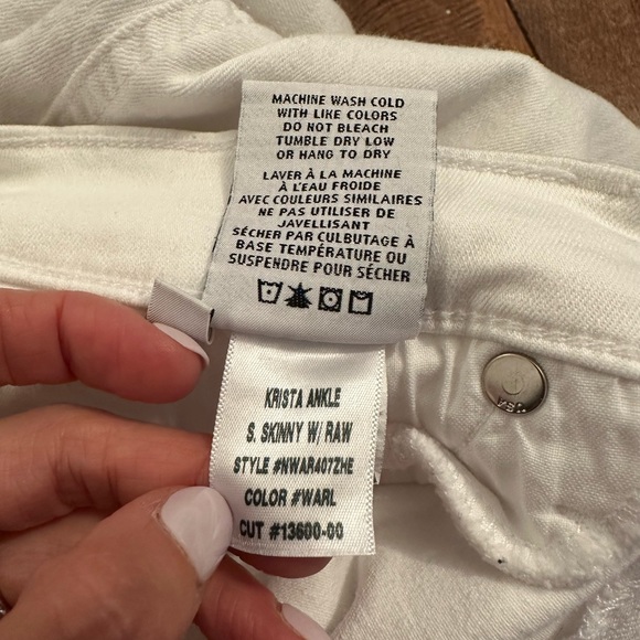 Hudson Jeans White Krista Skinny Ankle Raw Hem Jeans Sz 27 - Picture 12 of 13